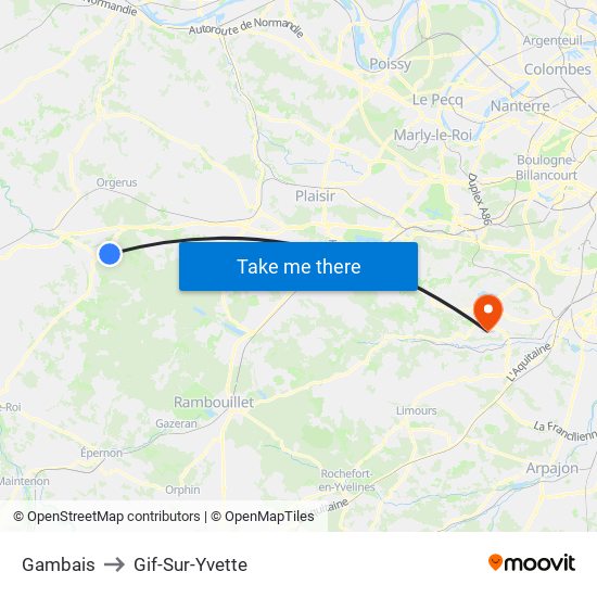 Gambais to Gif-Sur-Yvette map