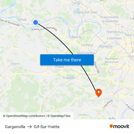 Gargenville to Gif-Sur-Yvette map