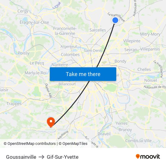 Goussainville to Gif-Sur-Yvette map