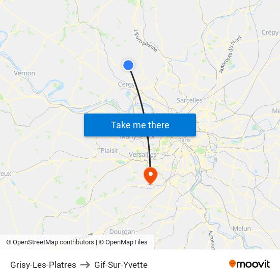 Grisy-Les-Platres to Gif-Sur-Yvette map