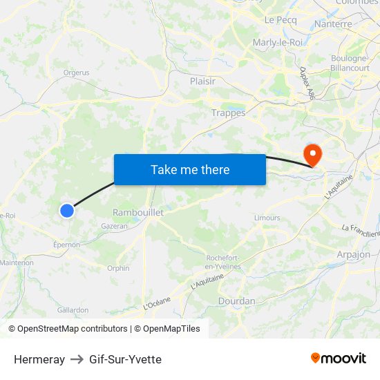 Hermeray to Gif-Sur-Yvette map
