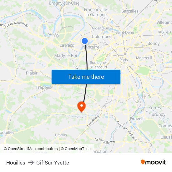 Houilles to Gif-Sur-Yvette map