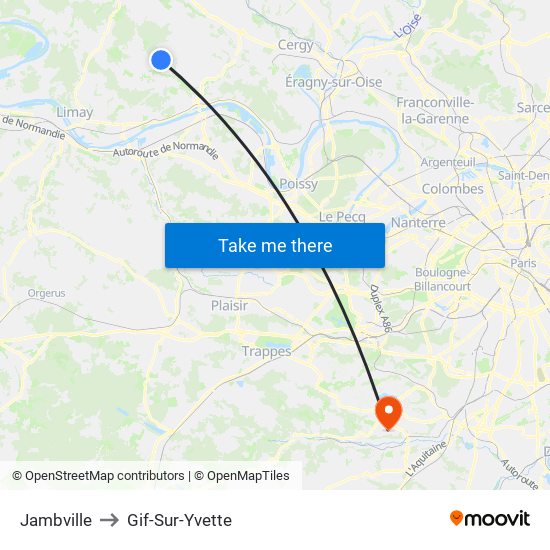 Jambville to Gif-Sur-Yvette map
