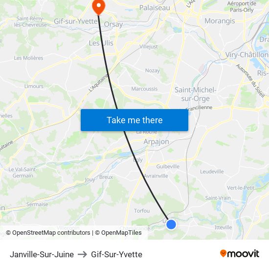 Janville-Sur-Juine to Gif-Sur-Yvette map