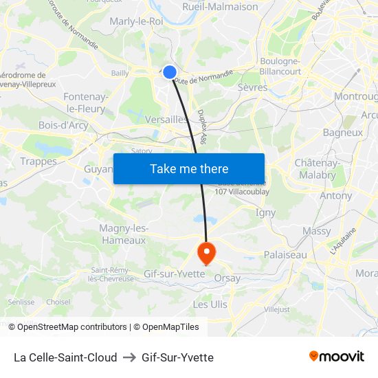 La Celle-Saint-Cloud to Gif-Sur-Yvette map