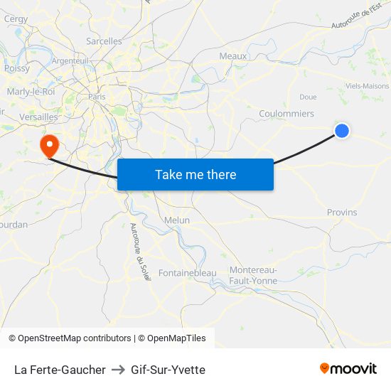 La Ferte-Gaucher to Gif-Sur-Yvette map