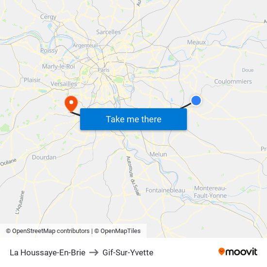 La Houssaye-En-Brie to Gif-Sur-Yvette map