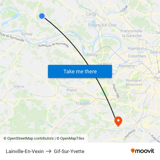 Lainville-En-Vexin to Gif-Sur-Yvette map