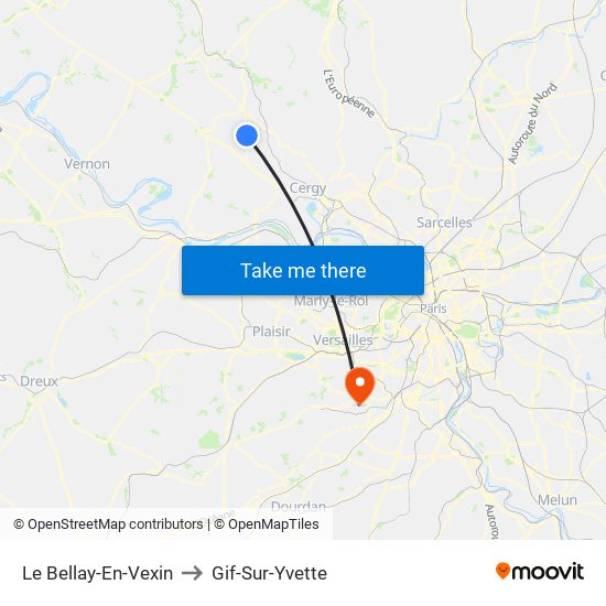 Le Bellay-En-Vexin to Gif-Sur-Yvette map