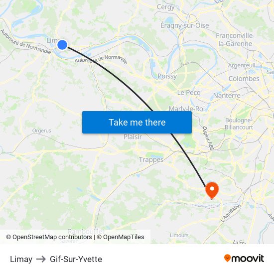 Limay to Gif-Sur-Yvette map