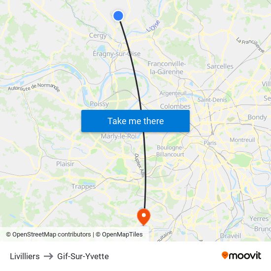 Livilliers to Gif-Sur-Yvette map