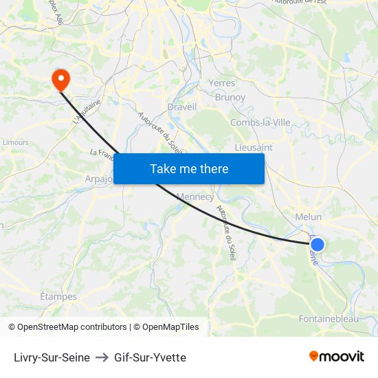 Livry-Sur-Seine to Gif-Sur-Yvette map