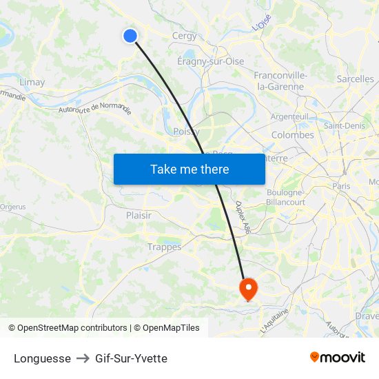 Longuesse to Gif-Sur-Yvette map
