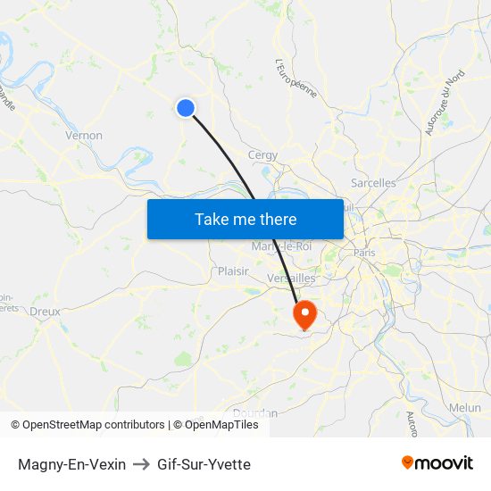Magny-En-Vexin to Gif-Sur-Yvette map