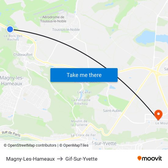 Magny-Les-Hameaux to Gif-Sur-Yvette map