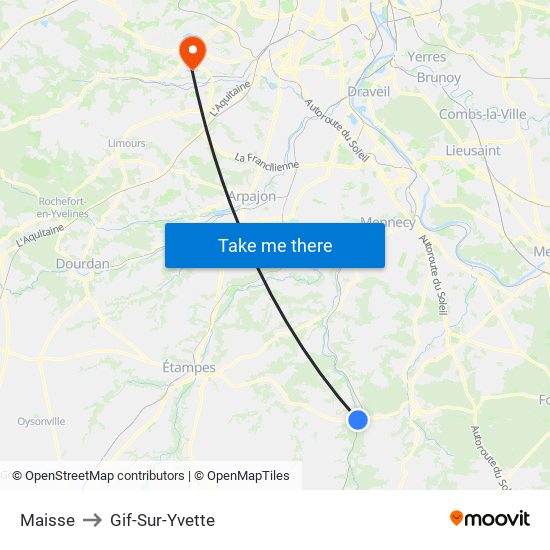 Maisse to Gif-Sur-Yvette map