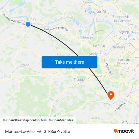 Mantes-La-Ville to Gif-Sur-Yvette map