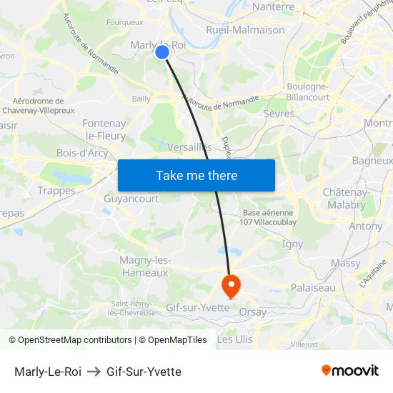 Marly-Le-Roi to Gif-Sur-Yvette map