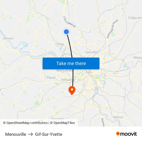 Menouville to Gif-Sur-Yvette map