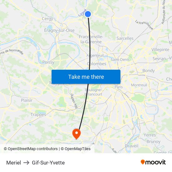 Meriel to Gif-Sur-Yvette map