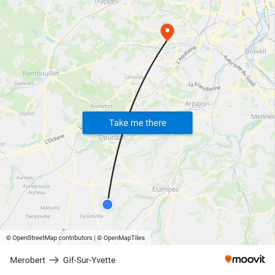 Merobert to Gif-Sur-Yvette map