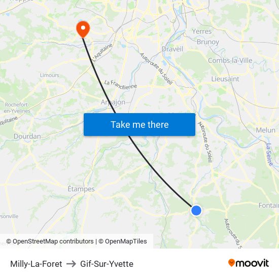 Milly-La-Foret to Gif-Sur-Yvette map