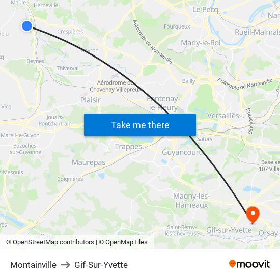 Montainville to Gif-Sur-Yvette map