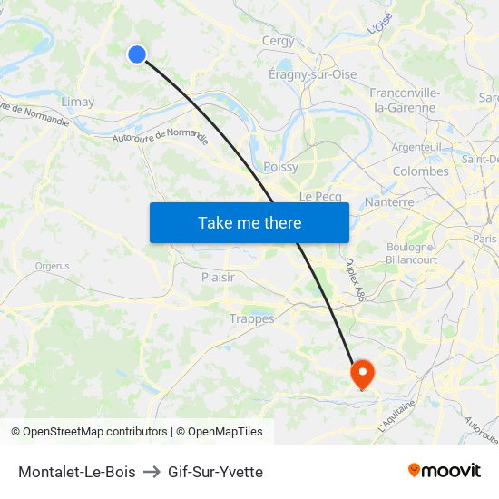 Montalet-Le-Bois to Gif-Sur-Yvette map