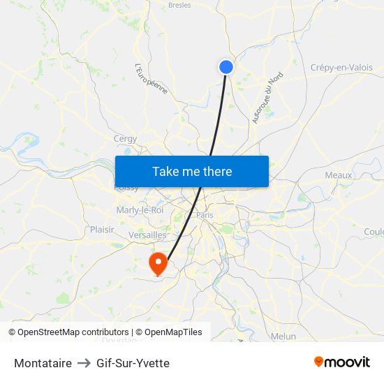 Montataire to Gif-Sur-Yvette map