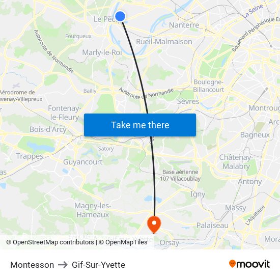 Montesson to Gif-Sur-Yvette map