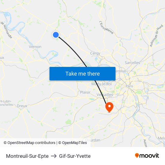 Montreuil-Sur-Epte to Gif-Sur-Yvette map