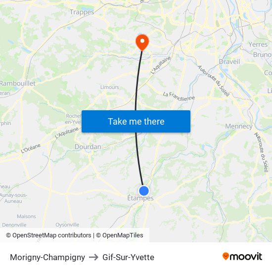 Morigny-Champigny to Gif-Sur-Yvette map