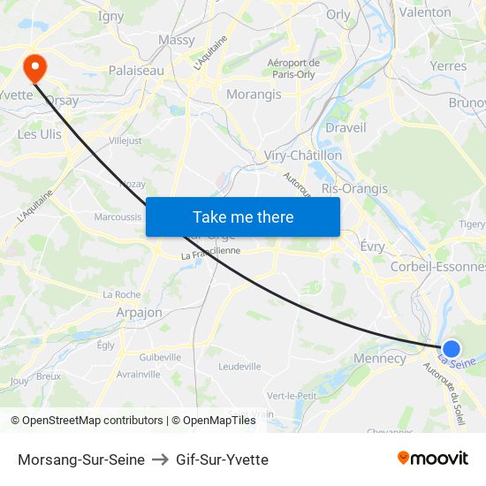 Morsang-Sur-Seine to Gif-Sur-Yvette map