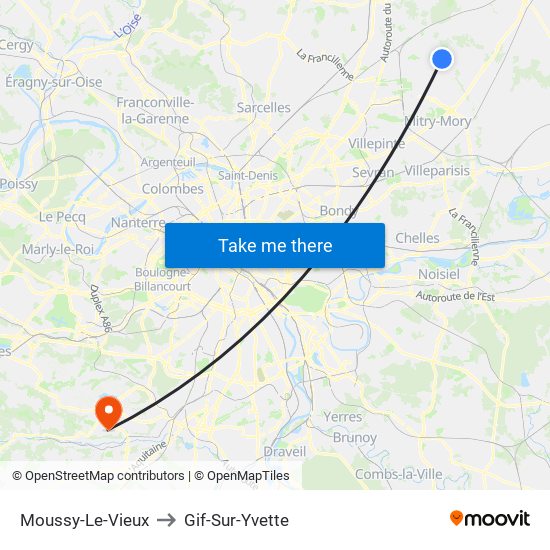 Moussy-Le-Vieux to Gif-Sur-Yvette map