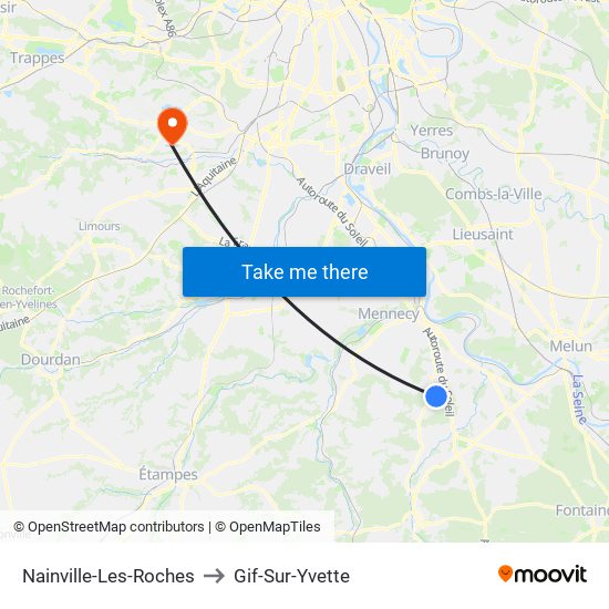 Nainville-Les-Roches to Gif-Sur-Yvette map