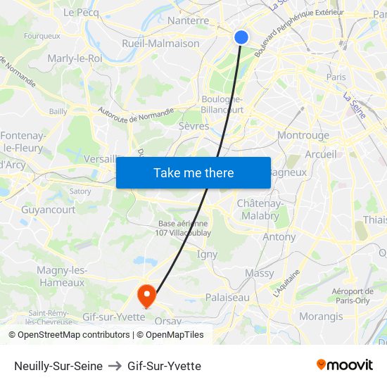 Neuilly-Sur-Seine to Gif-Sur-Yvette map