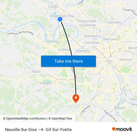 Neuville-Sur-Oise to Gif-Sur-Yvette map