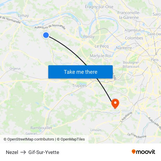 Nezel to Gif-Sur-Yvette map