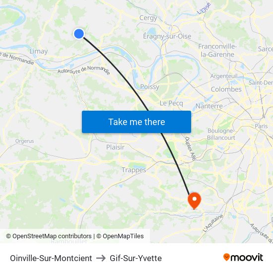 Oinville-Sur-Montcient to Gif-Sur-Yvette map