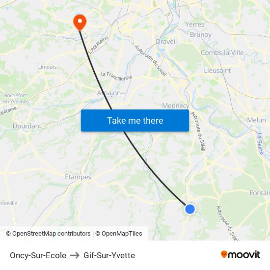 Oncy-Sur-Ecole to Gif-Sur-Yvette map
