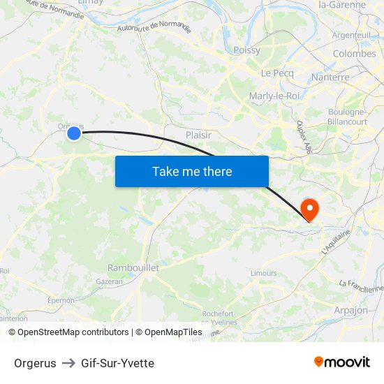 Orgerus to Gif-Sur-Yvette map