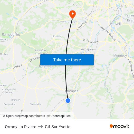 Ormoy-La-Riviere to Gif-Sur-Yvette map