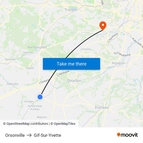 Orsonville to Gif-Sur-Yvette map