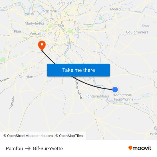 Pamfou to Gif-Sur-Yvette map