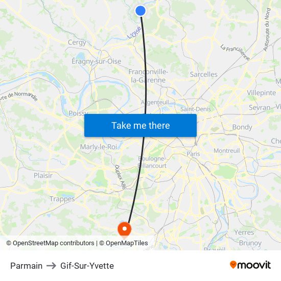 Parmain to Gif-Sur-Yvette map