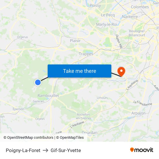 Poigny-La-Foret to Gif-Sur-Yvette map