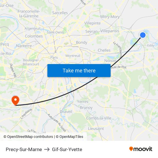 Precy-Sur-Marne to Gif-Sur-Yvette map