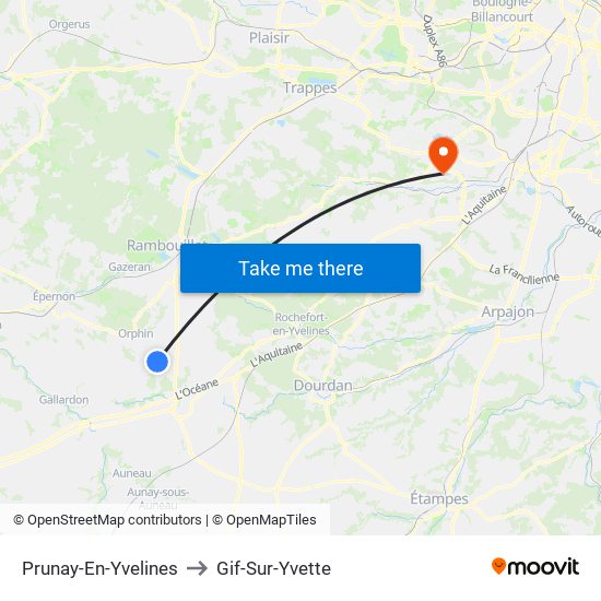 Prunay-En-Yvelines to Gif-Sur-Yvette map