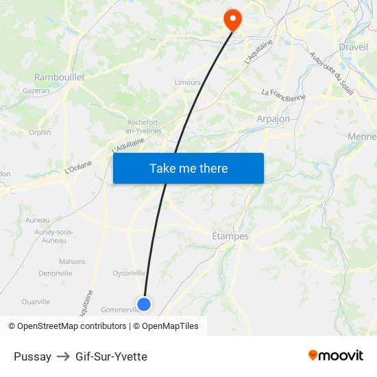 Pussay to Gif-Sur-Yvette map