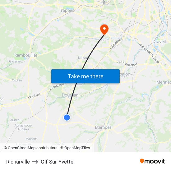 Richarville to Gif-Sur-Yvette map